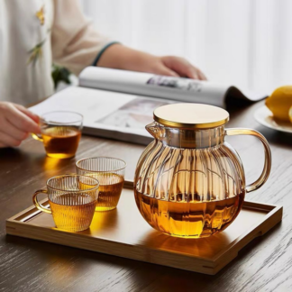 1000ml Thermal Glass Kettle Pumpkin Teapot with 2 Cups