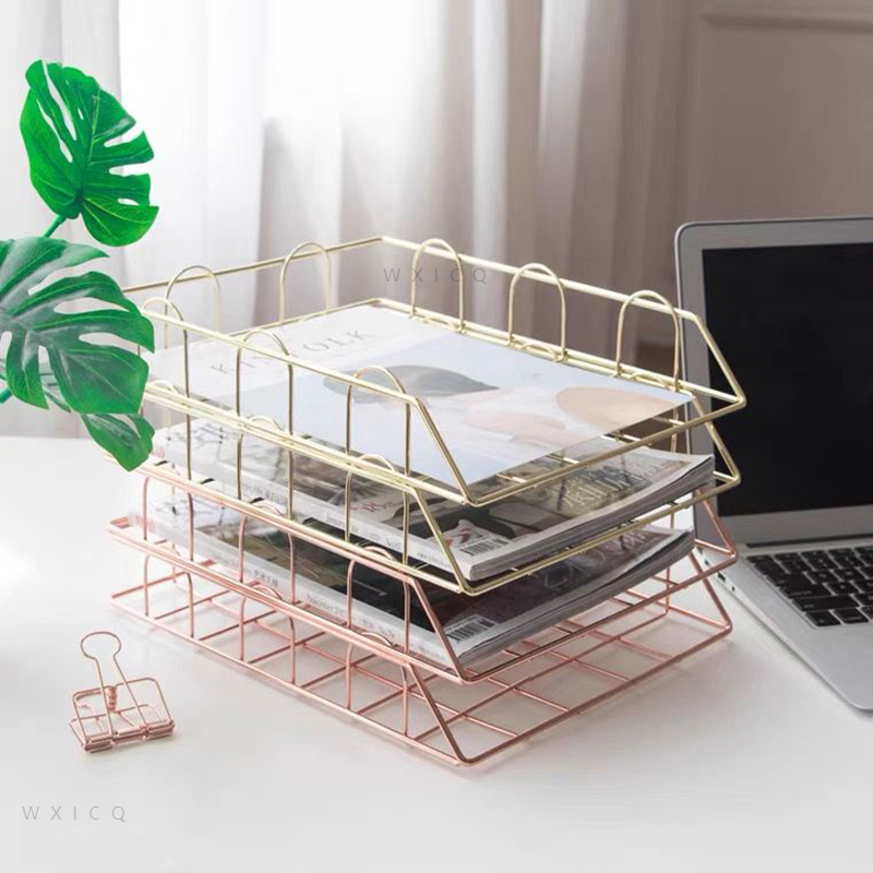 Gold Metal File Tray Desk Accessorie