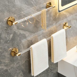 Gold Silver Bath Towel Bar Roll Tissue Paper Holder Rack