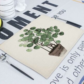 Green Leaf Napkins 42X32 Rectangle Linen Tea Towels