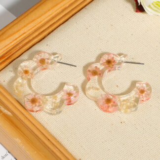 CC Hoops Elegant Dried Flowers Trendy Resin Earring