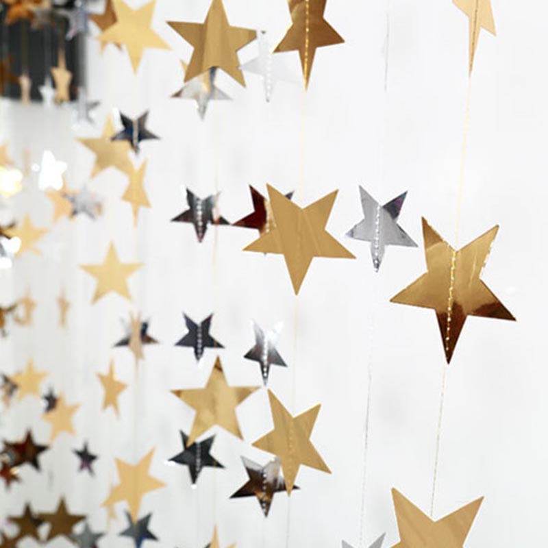 4M Bright Gold Star Garland String For Party Decoration - Image 2