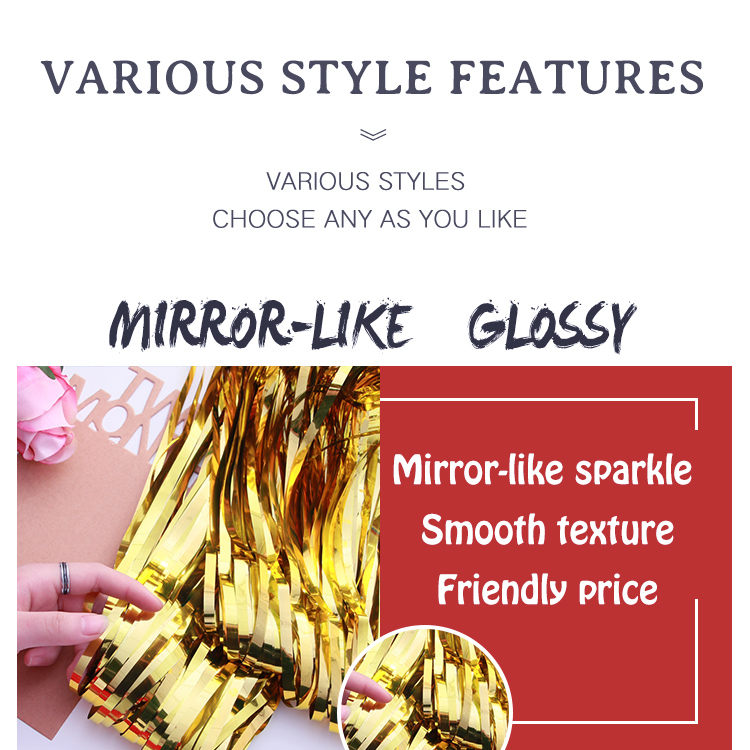 Glossy Gold Glitter Tassel Backdrop Party Decoration - Image 2