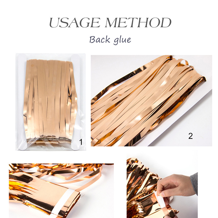 Glossy Gold Glitter Tassel Backdrop Party Decoration - Image 3