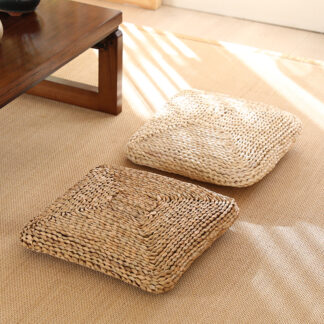 2PCS Handmade Straw Tea Ceremony Floor Cushions Square Shape Japanese Tatami Mat