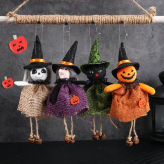 4PCS Halloween Decorations Pumpkin/Ghost/Witch/Cat Figurine Ornament