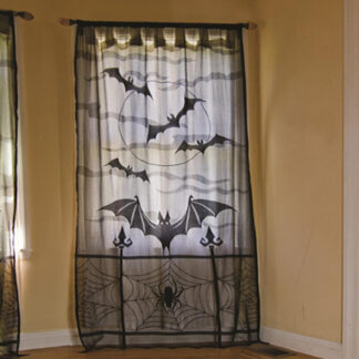 Halloween Black Lace Spider Bat Decorative Curtains