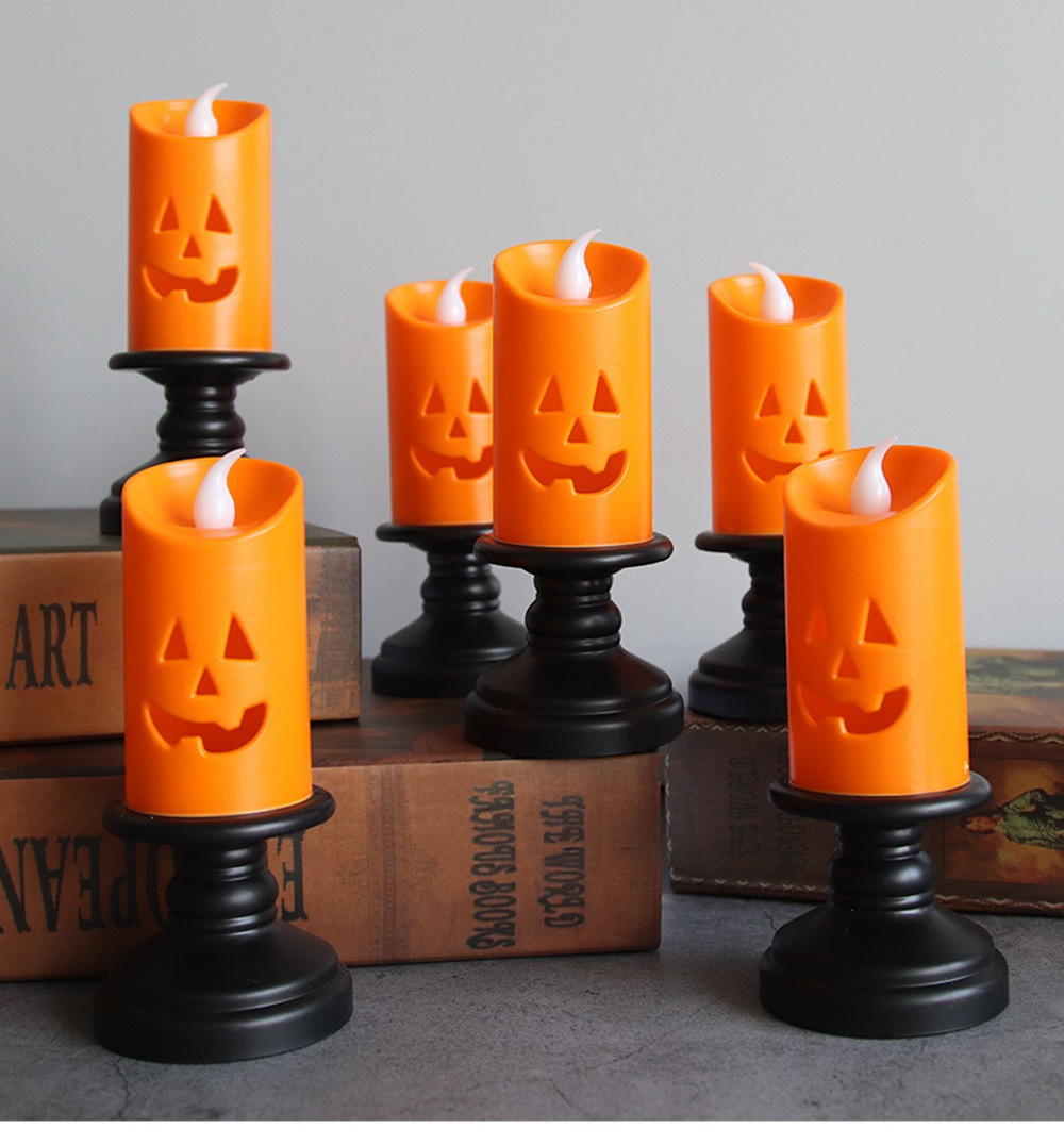 3PCS Halloween Pumpkin LED Lights Candlestick Lamp