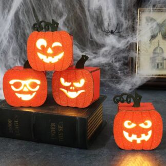 4PCS Halloween Glowing Jack-o-lantern LED Lights Home Decorations