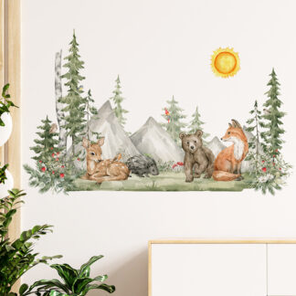 Hand Painted style Animals Forest Wall Stickers