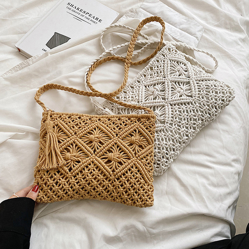 Handmade Cotton Rope Tassel Braided Bag
