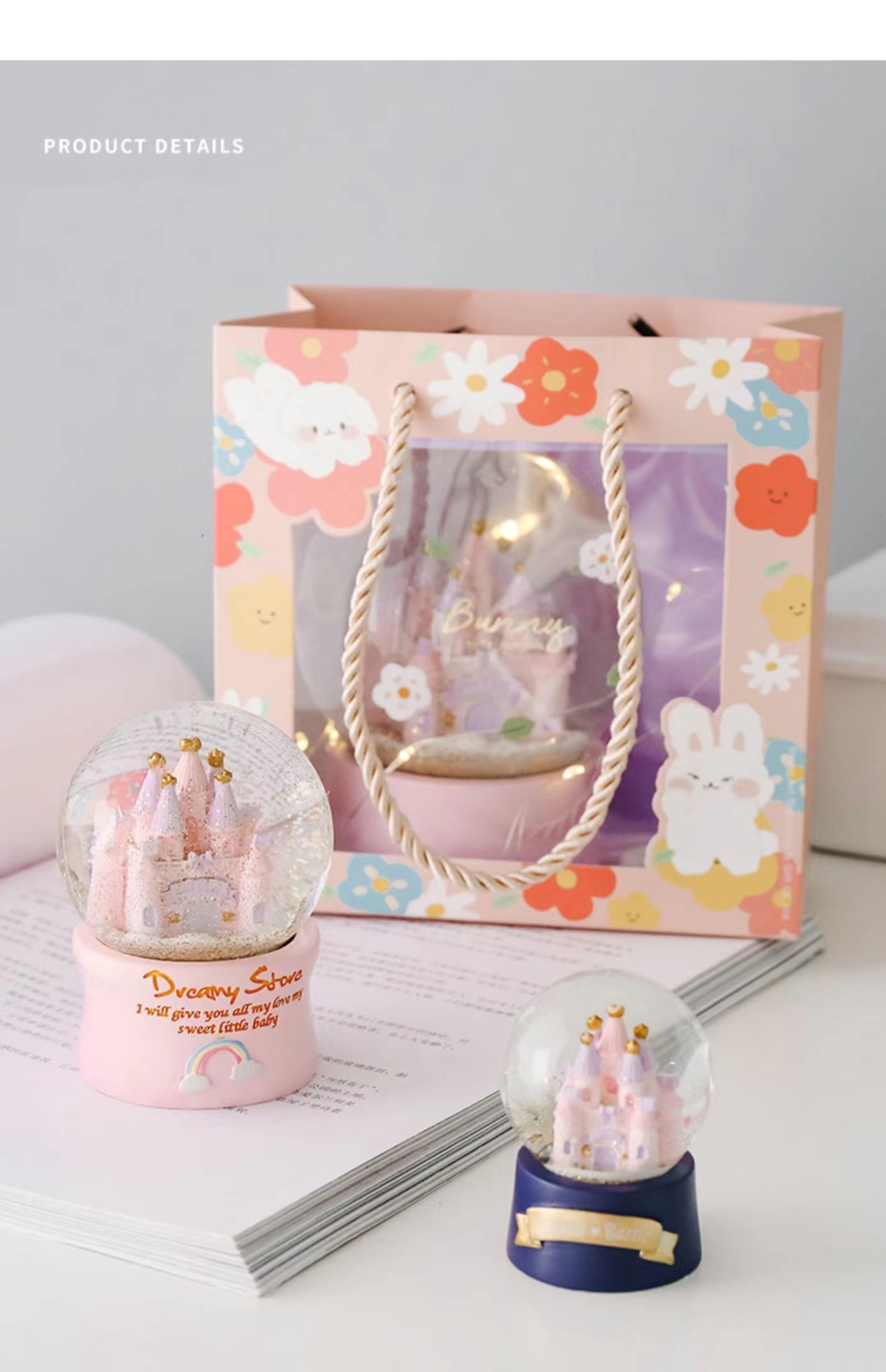 Dream Girl's Romantic And Beautiful Luminous Castle Sequins Automatic Snow Crystal Ball - Image 3