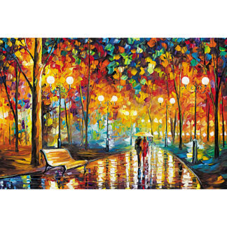 Lovers in The Rain Oil Painting Landsacpe Wooden Jıgsaw Puzzle