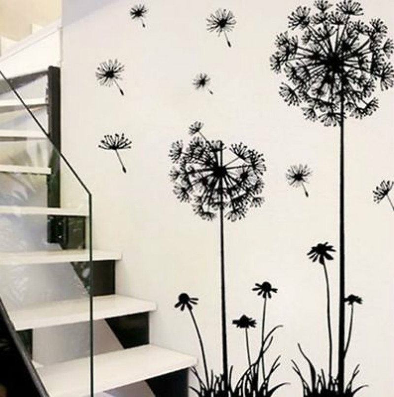 Hot Black Dandelion Art Wall Stickers