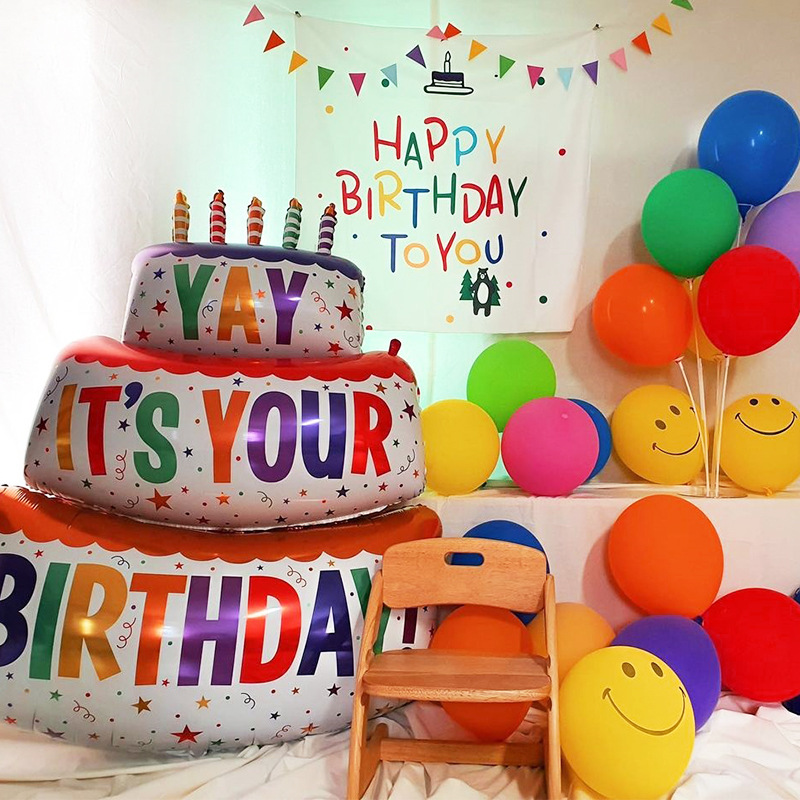 Three Layer Cake Large Birthday Balloon Birthday Party Decoration - Image 6