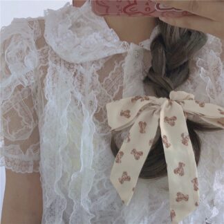 Retro Bear Bowknot Hair Ties Scrunchies