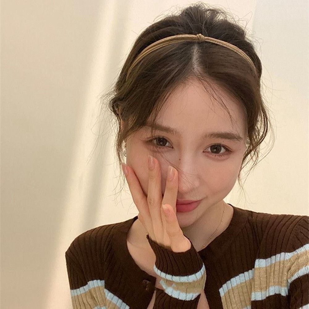 Vintage Knotted Thin PU Leather Headband, Set Of 2 - Image 3