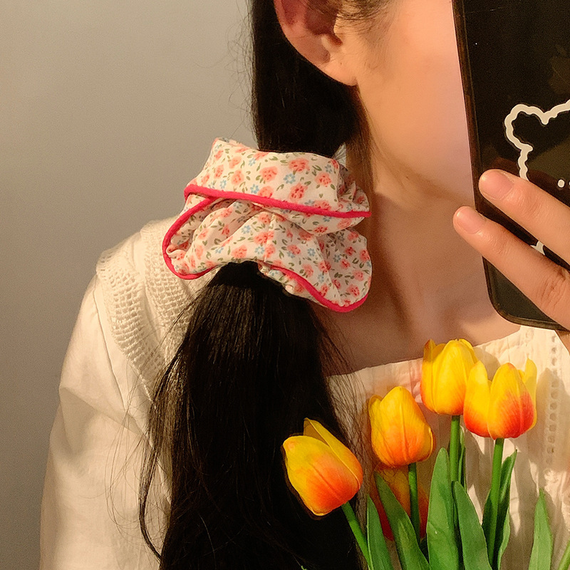 Large Sweet Flower Printing Elastics Scrunchies - Image 3