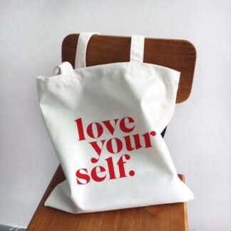 Love Your Self Canvas Tote Bag High Capacity