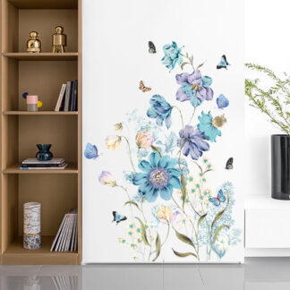 Large Blue Flowers Wall Stickers