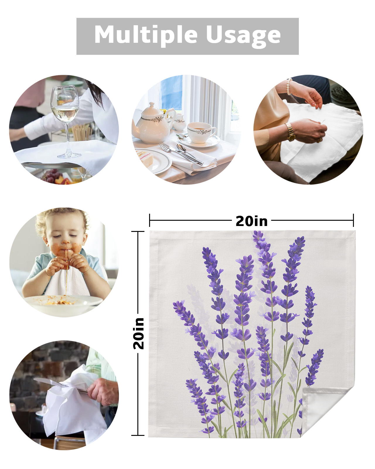 Lavender Square Napkins For Party Wedding Decor - Image 5