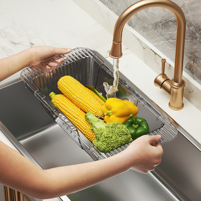 2PCS/Set Light and Luxurious Retractable Vegetable Wash and Drain Basket - Image 2