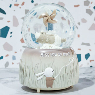 Lovely Luminous LED Snow Crystal Ball Music Box Gift for Kids