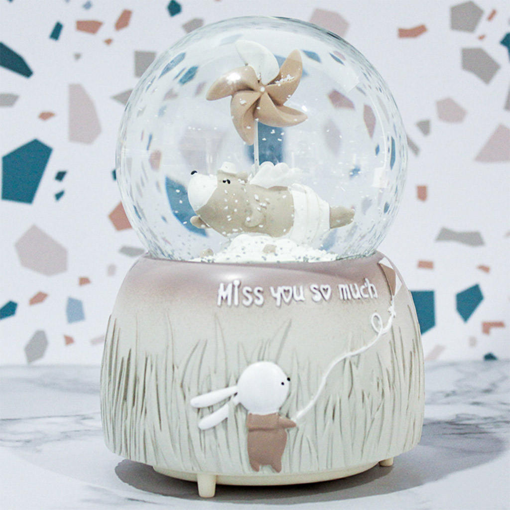 Lovely Luminous LED Snow Crystal Ball Music Box Gift for Kids