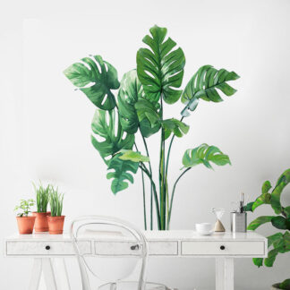 Tropical Green Plant Leaves Wall Stickers