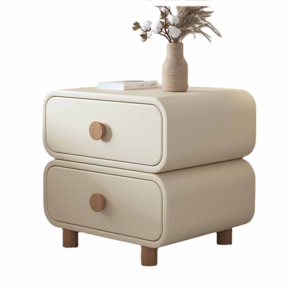 Mini Leather Nightstands Bedroom Double Draw Storage - Image 4