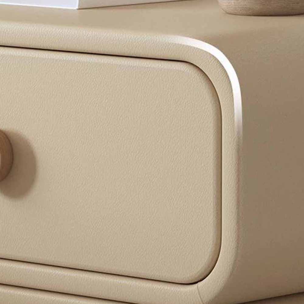 Mini Leather Nightstands Bedroom Double Draw Storage - Image 5