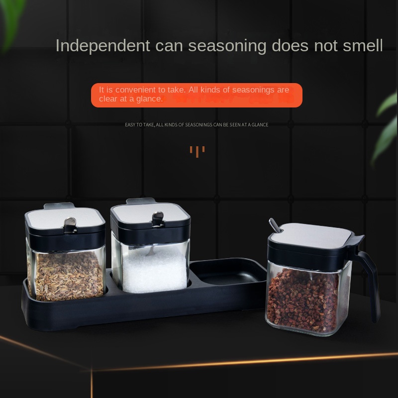 3-Piece Modern Glass Spice Jar - Image 2