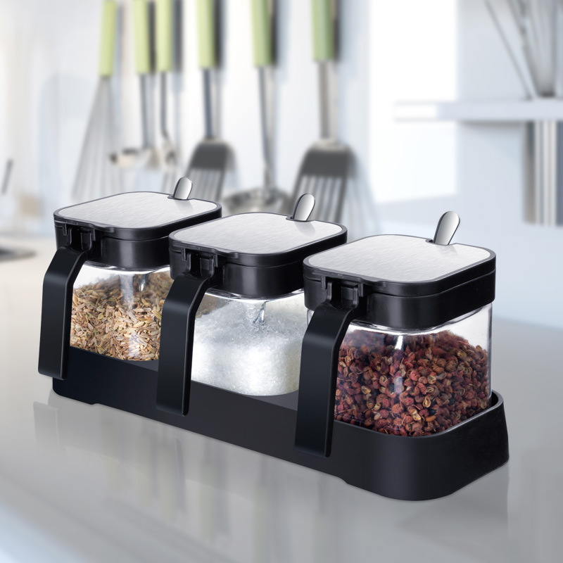 3-Piece Modern Glass Spice Jar