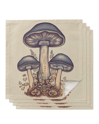 8PCS Mushrooms Printed Table Napkins Set