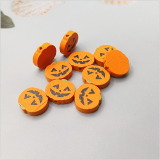 20PCS 18*11MM Pumpkin Round Wooden DIY Beads Halloween Decoration