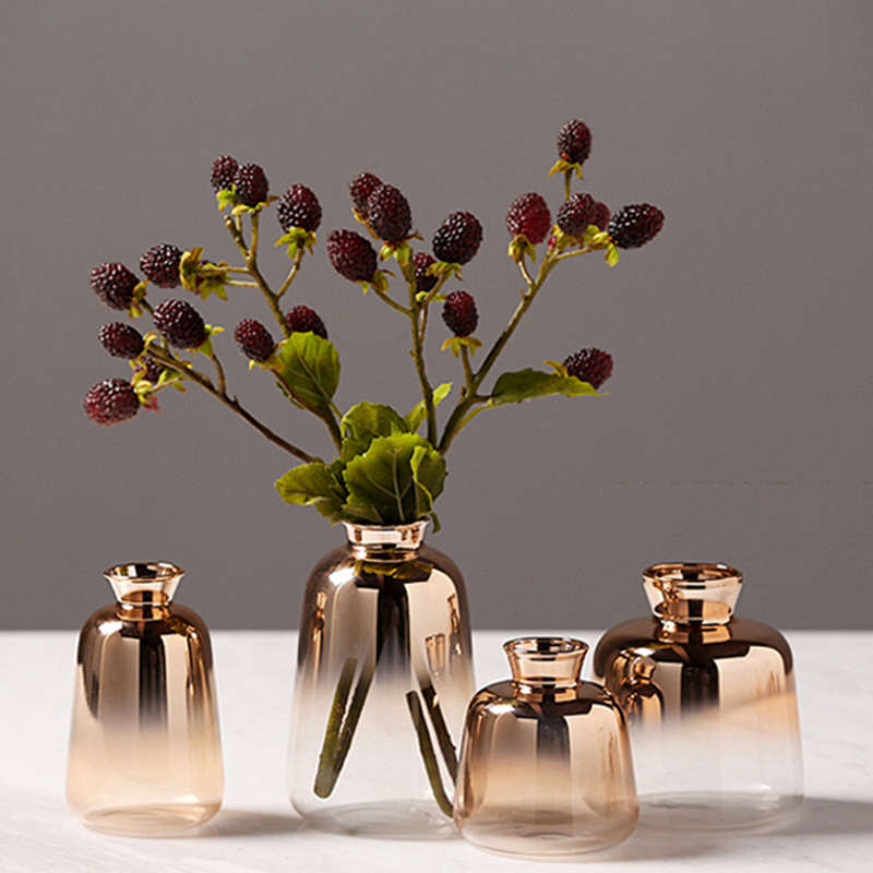 Gradient Golden Glass Nordic Electroplating Vase Set - Image 3