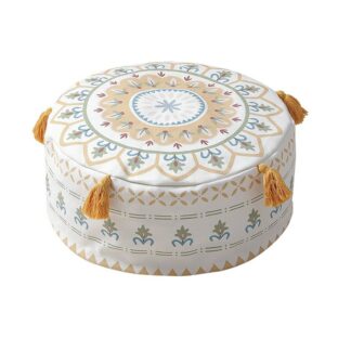 Nordic Boho Unstuffed Ottoman Cover Round Pouf Seat Cushion