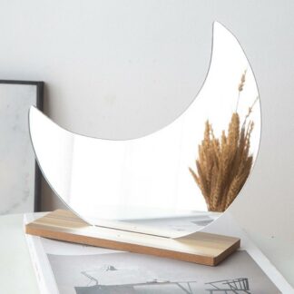 Nordic Style Half Moon Desktop Mirror with Desk Standing
