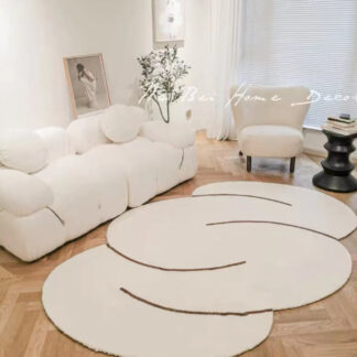 Irregular White Cloud Plush Modern Style Living Room Rug