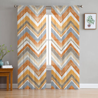 Nordic Style Ripple Orange Voile Curtains