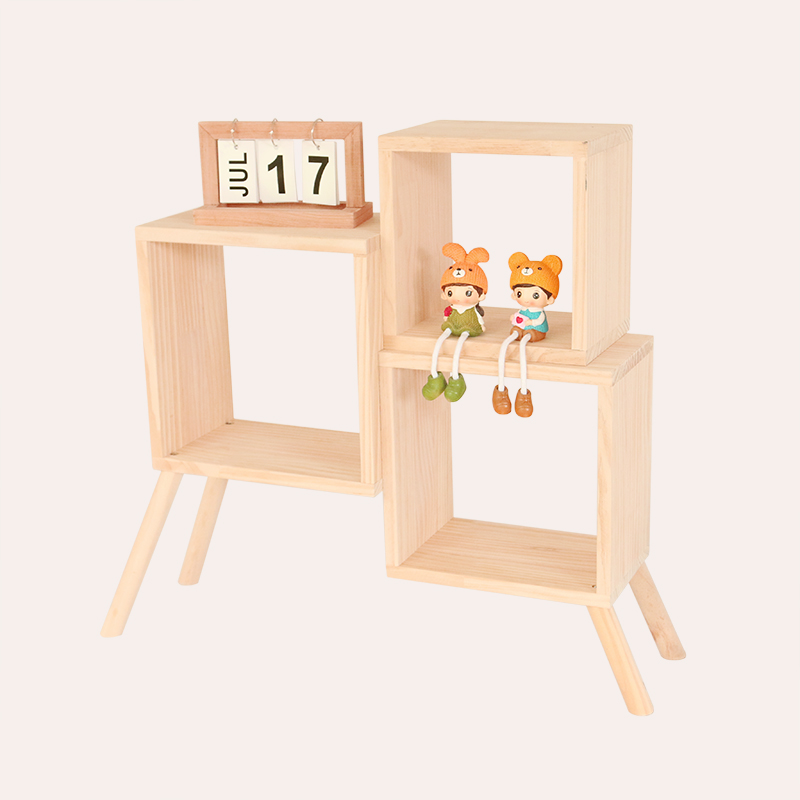 Nordic Style Solid Wood Irregular Storage Shelf - Image 2