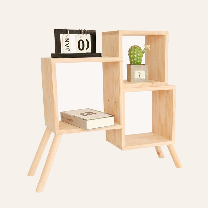 Nordic Style Solid Wood Irregular Storage Shelf - Image 3