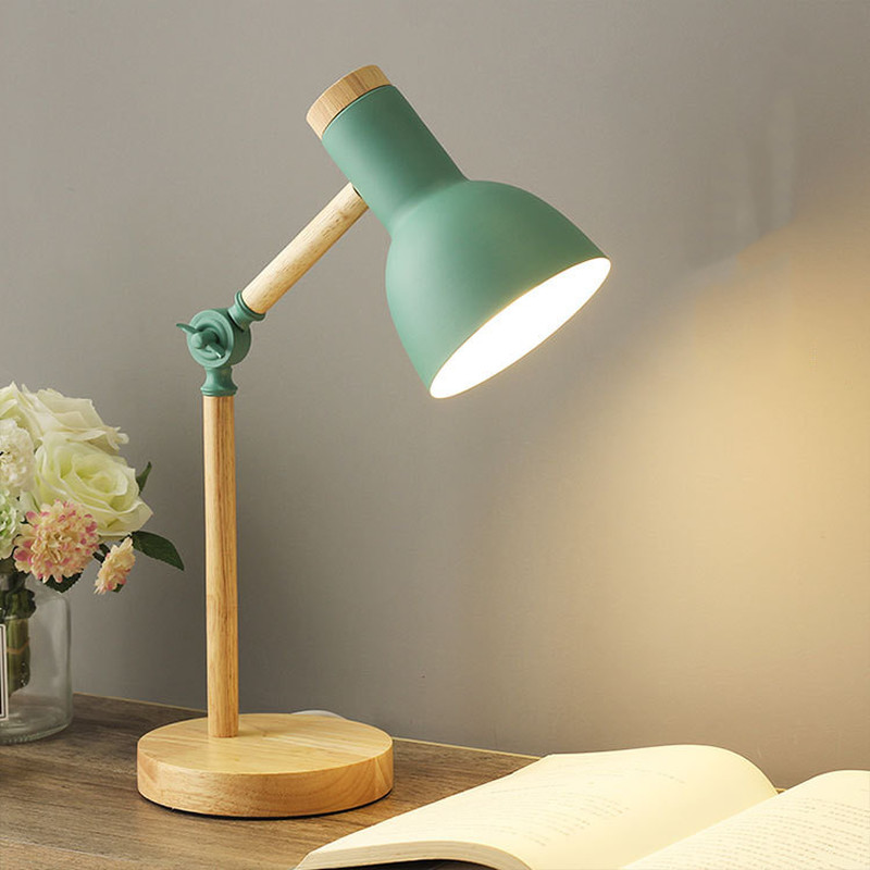 Nordic Wooden Iron Art LED Folding Desk Lamp, Green