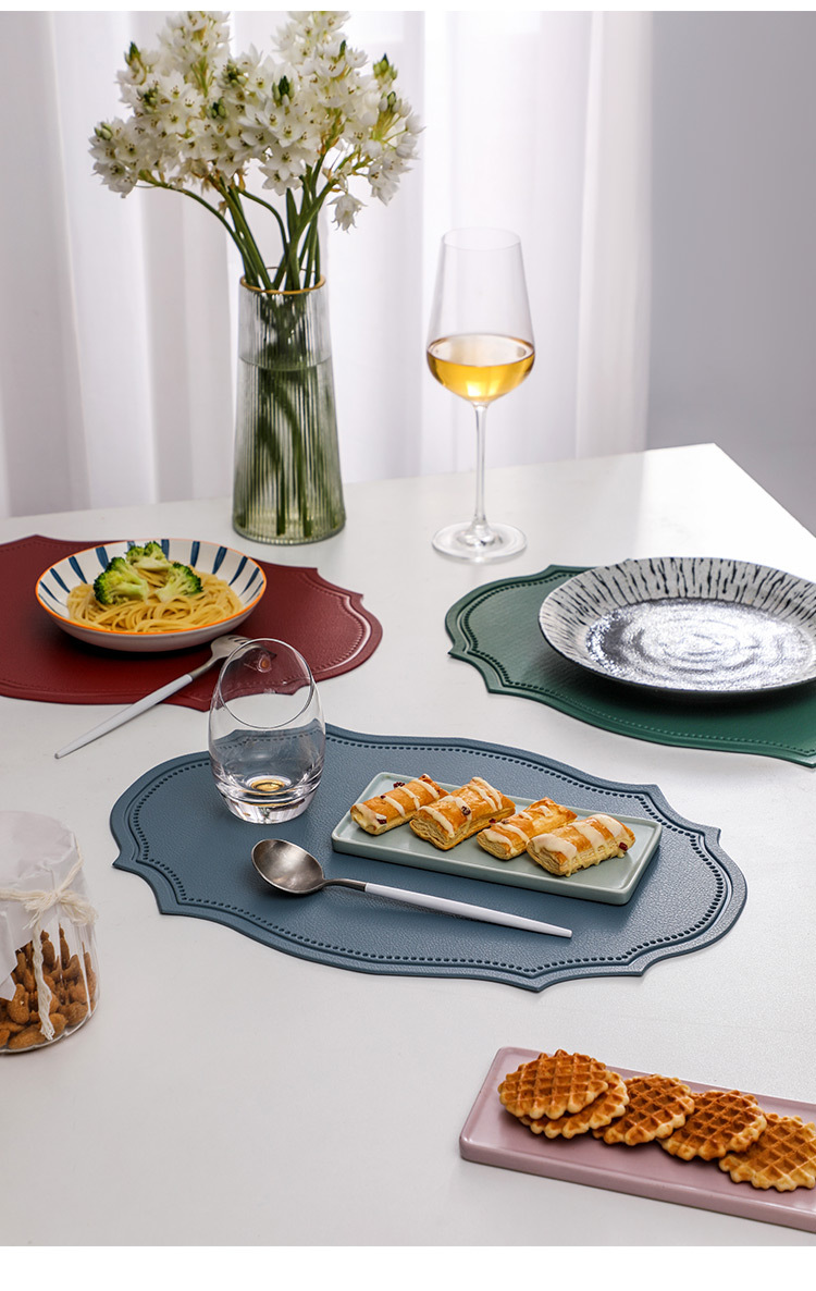 Retro Light Luxury Leather Table Mat Kitchen Decoration - Image 2
