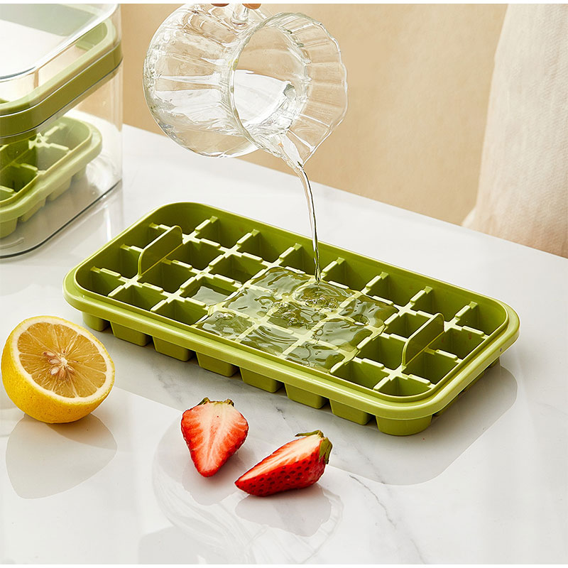 One-button Press Type Ice Cube Mold Box, Yellow - Image 8