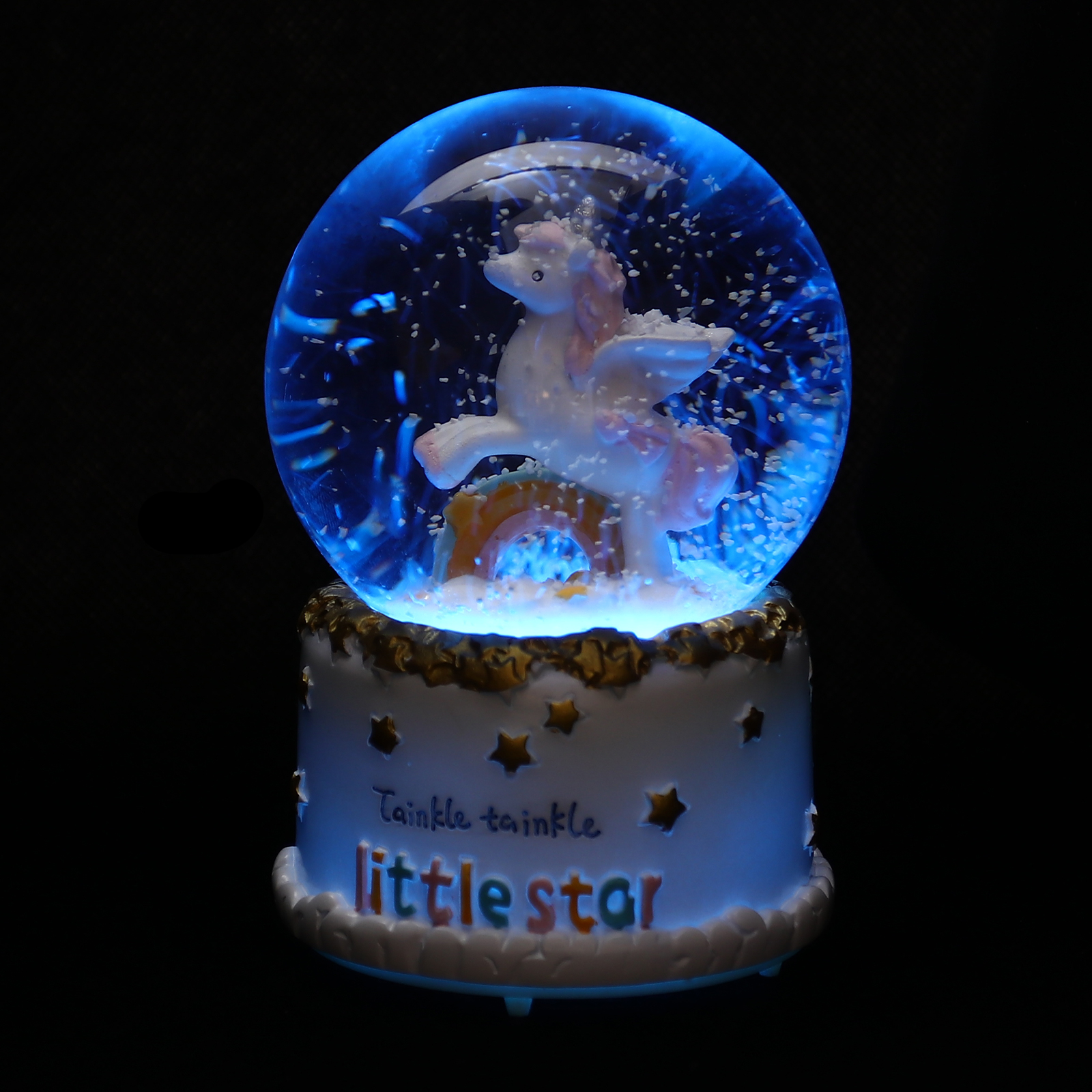 Unicorn Figurine Globes Snow with Music Box Animal Crystal Ball Blush Decor - Image 2
