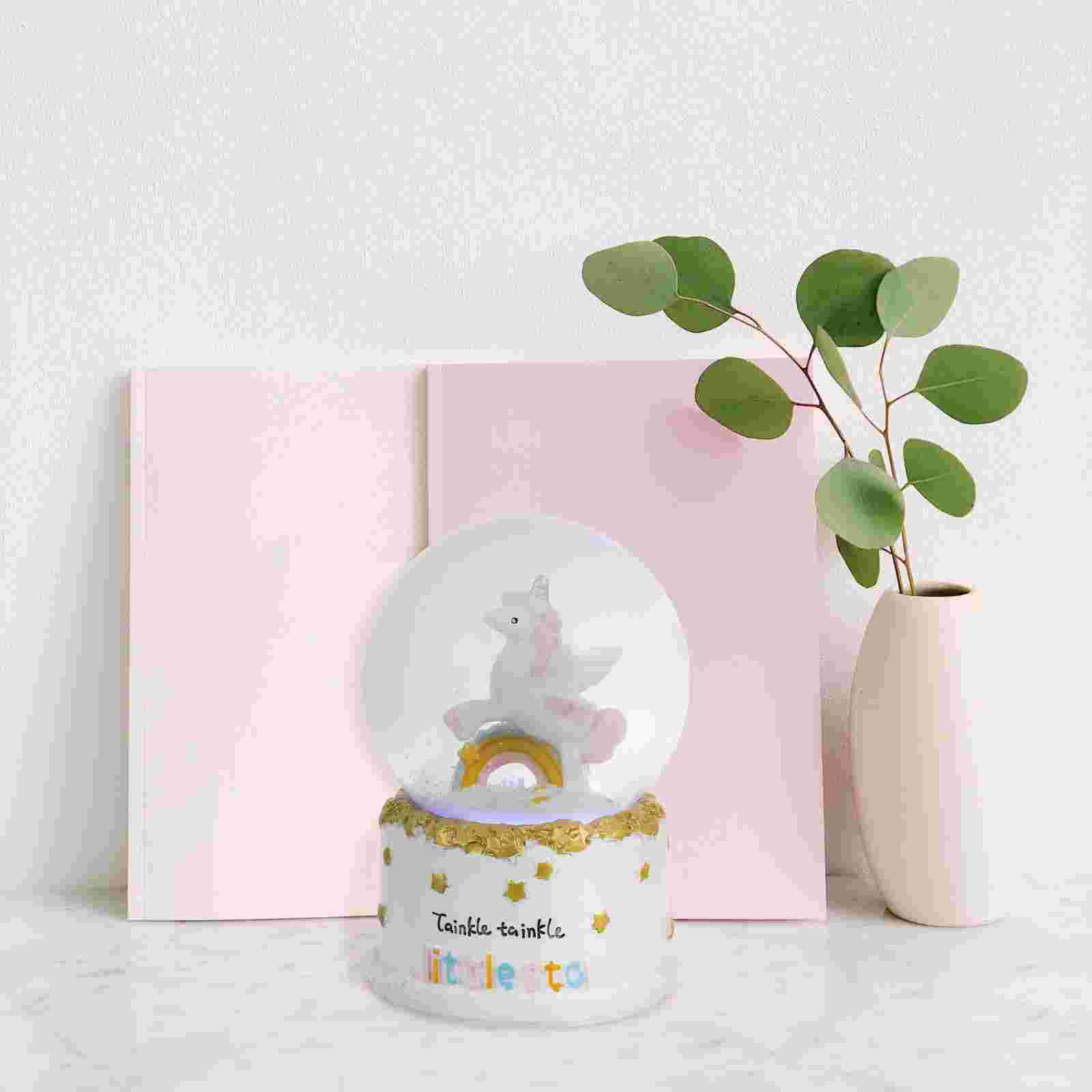 Unicorn Figurine Globes Snow with Music Box Animal Crystal Ball Blush Decor - Image 3