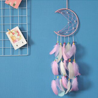 Pink Dream Catcher Handmade Semicircular Moon
