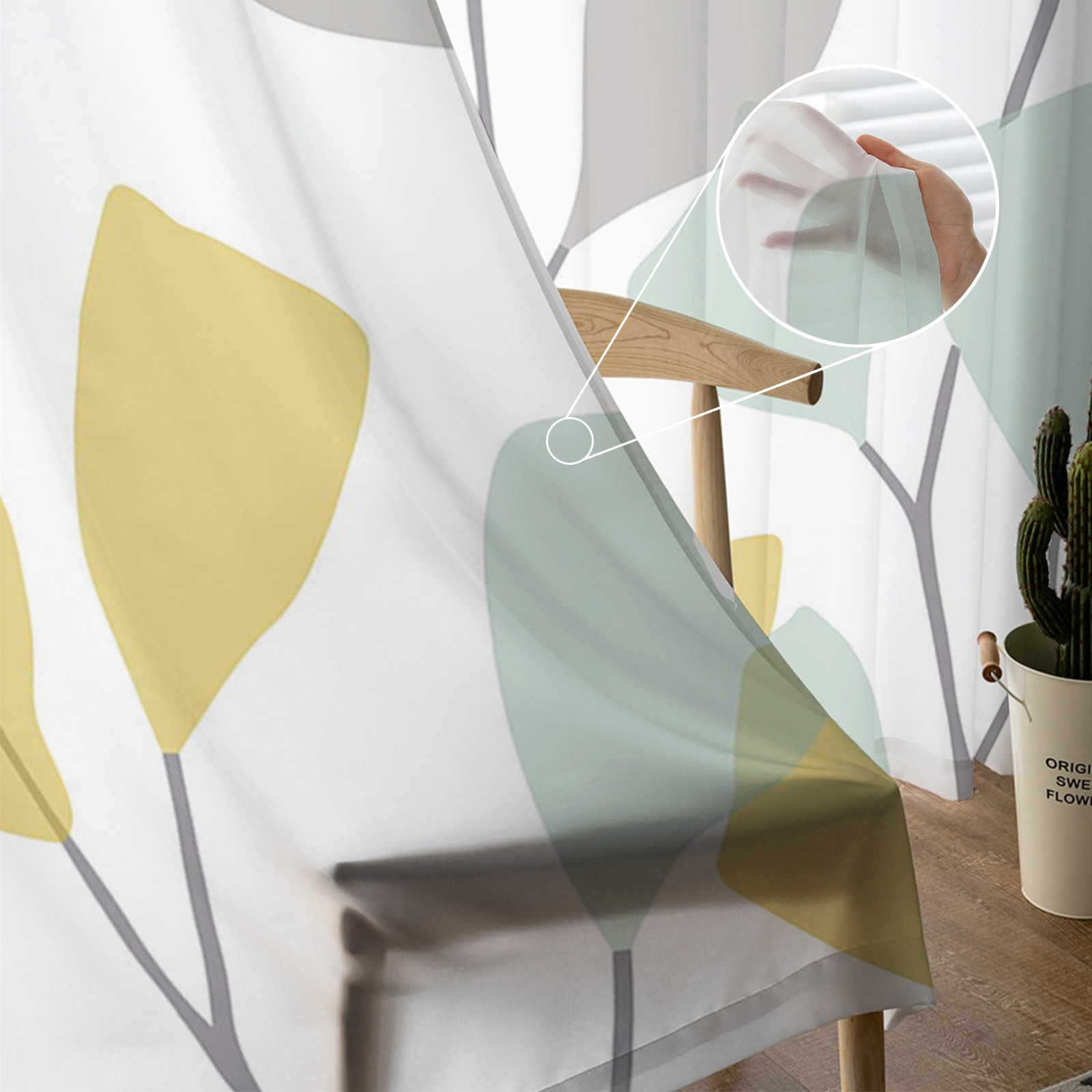 Plant Leaves Minimalist Tulle Curtains - Image 5