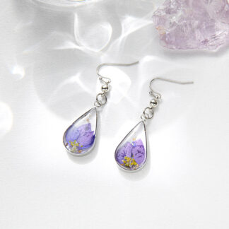 Pressed Natural Dried Flower Drop Resin Earring